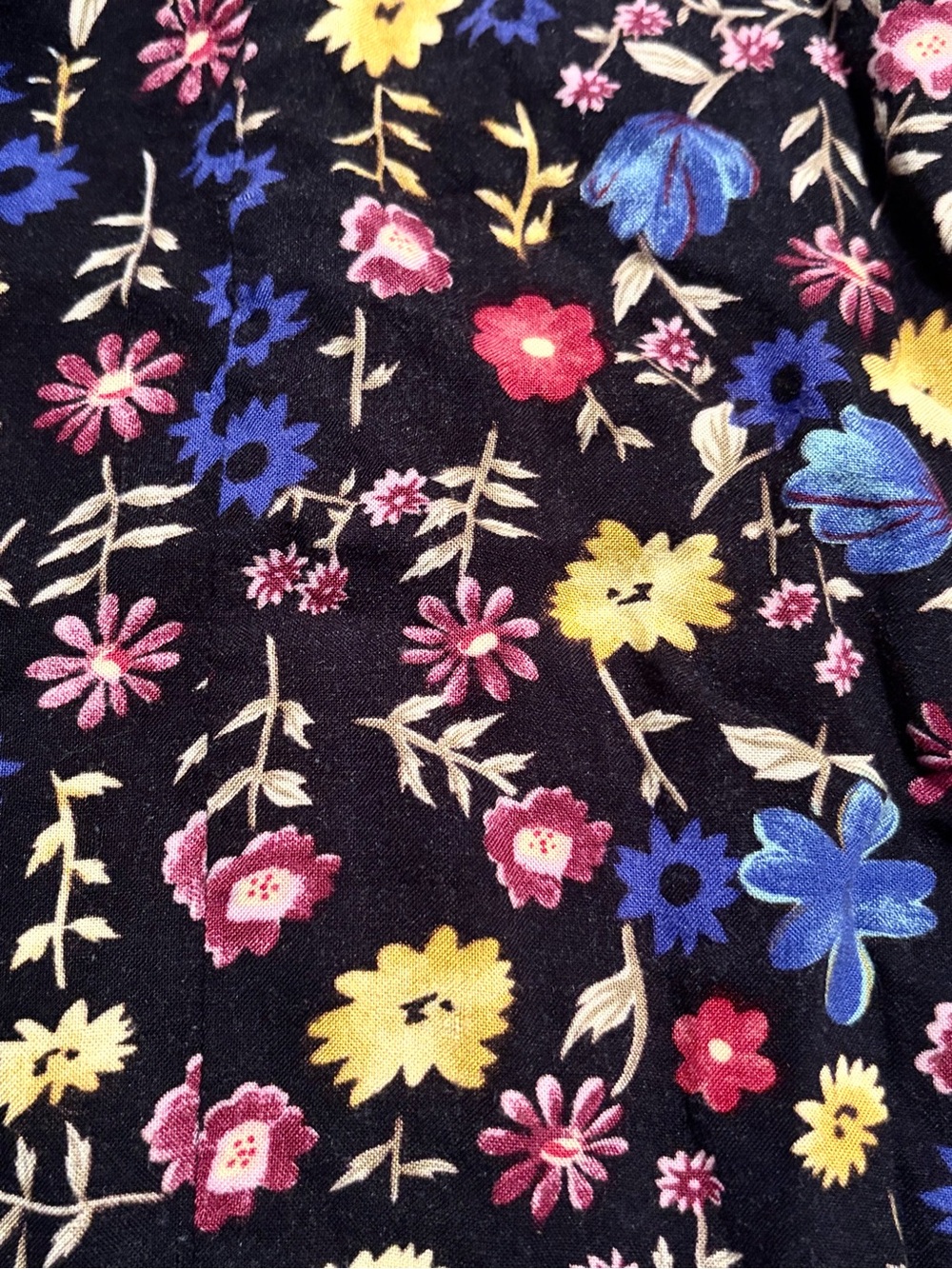 Vintage 90s Style Ditsy Floral Rayon Short Sleeve Dress - Size LG - Picture 7 of 7